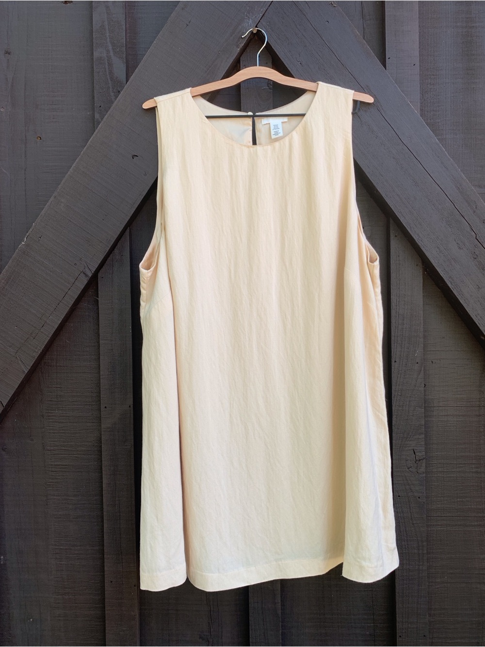 H&M Womens XXL Cream‎ Sleeveless Shift Dress Minimalist Tunic Scoop Neck Lined